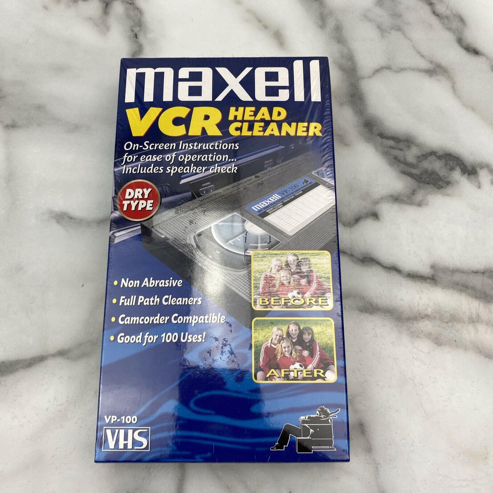 Maxell VCR Head Cleaner VHS Tape VP100 Dry Type Brand New Factory Sealed