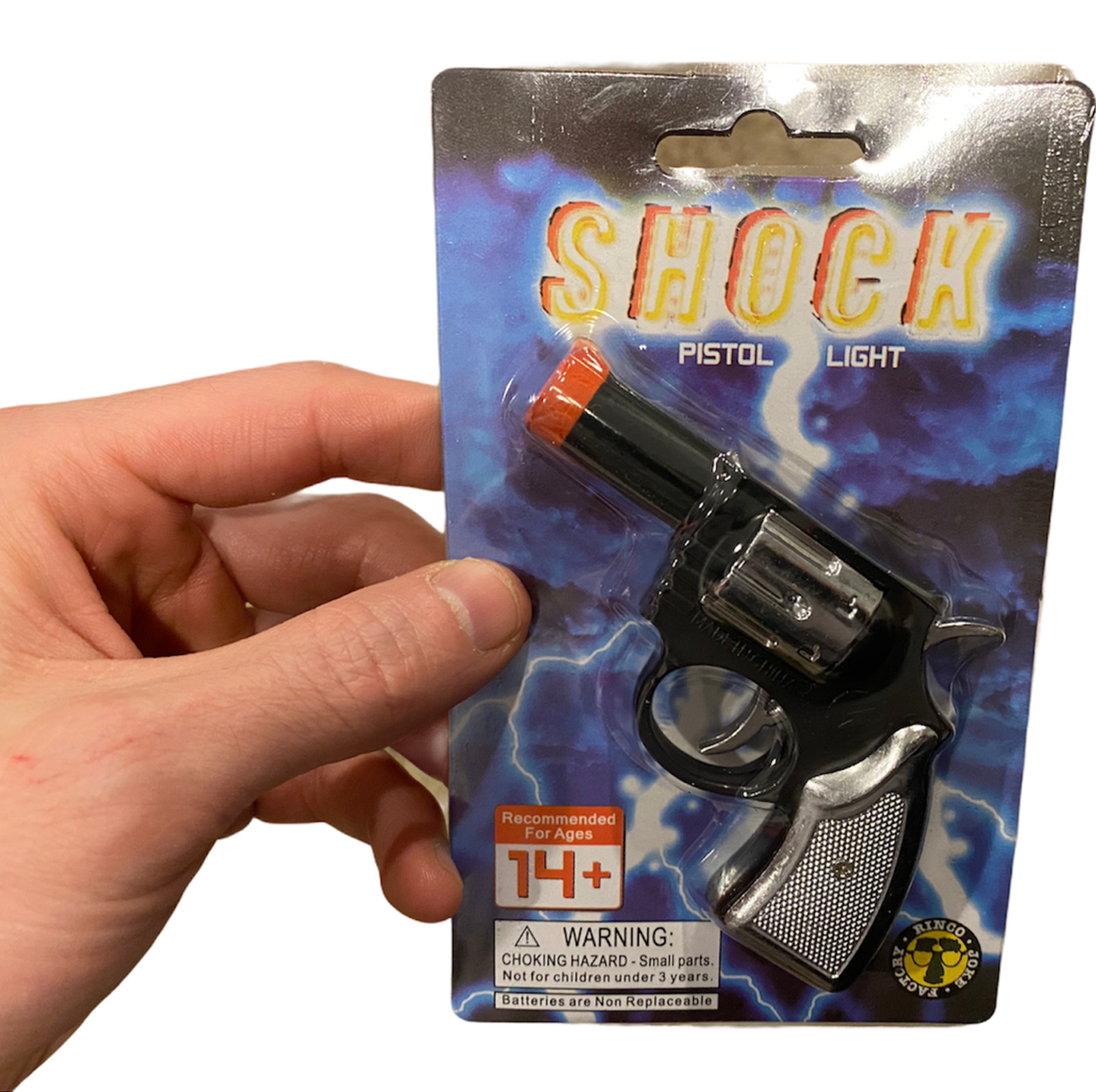 10 SHOCK GUN + FLASHLIGHT SHOCKING CAP PISTOL PRANK GAG