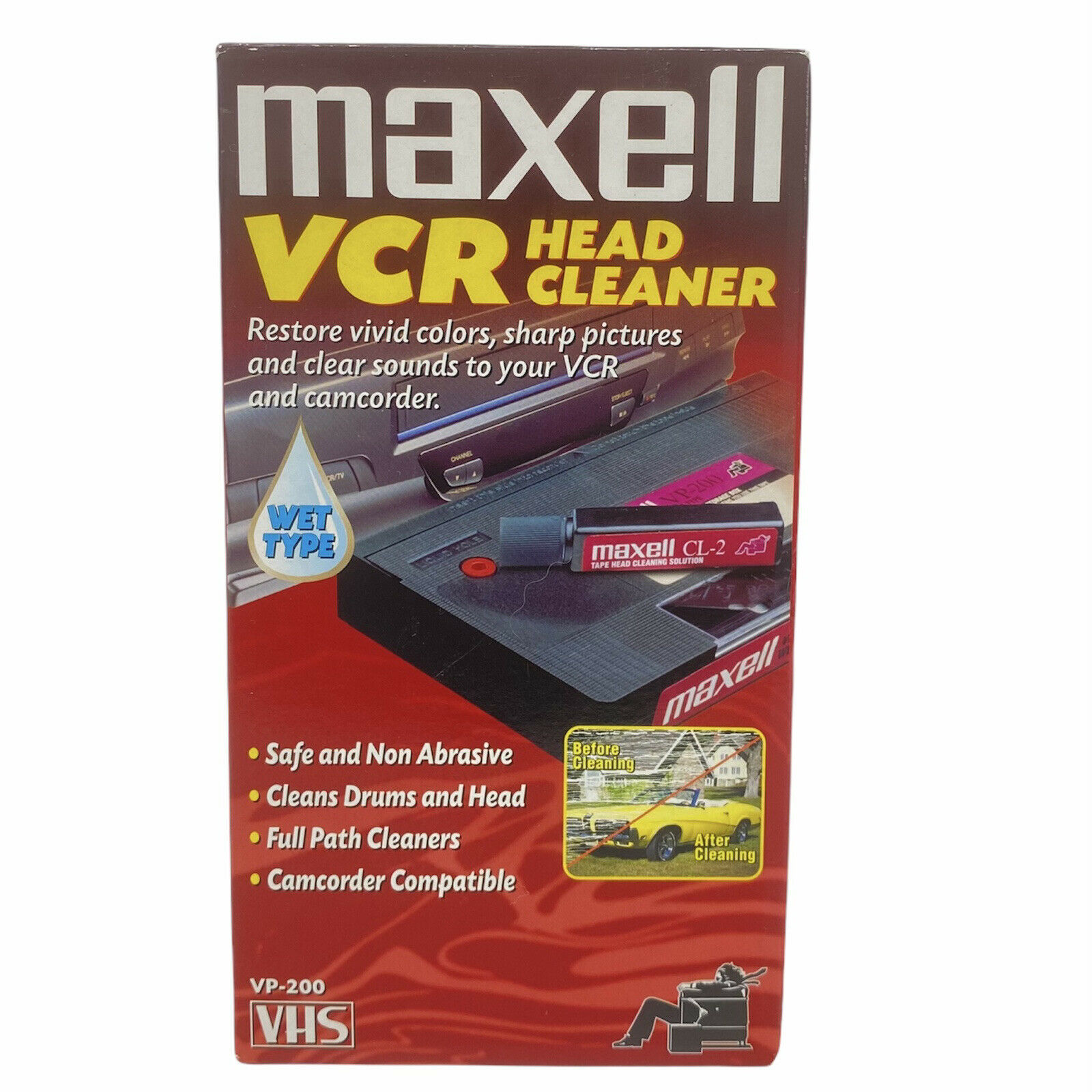 New Maxell VCR Video Head Cleaner Wet Type VHS VP-200 New