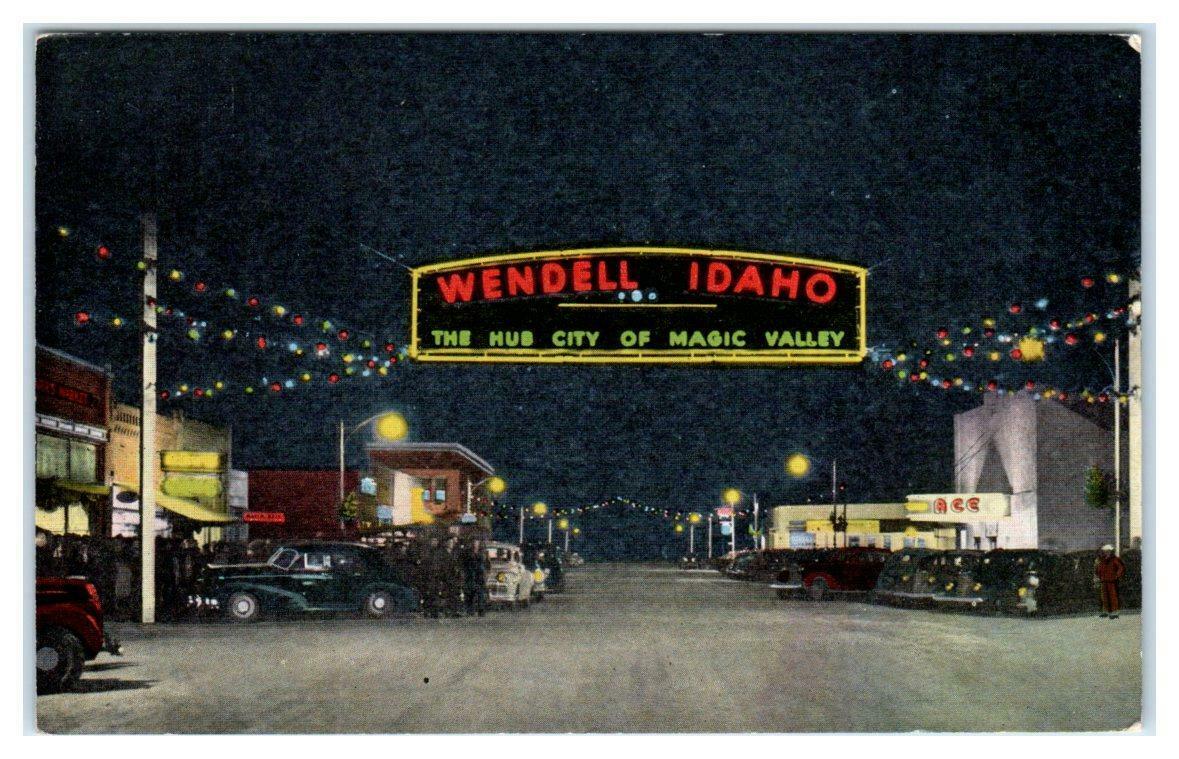 WENDELL, Idaho ID "Hub City Of Magic Valley" STREET SCENE 1940s Night