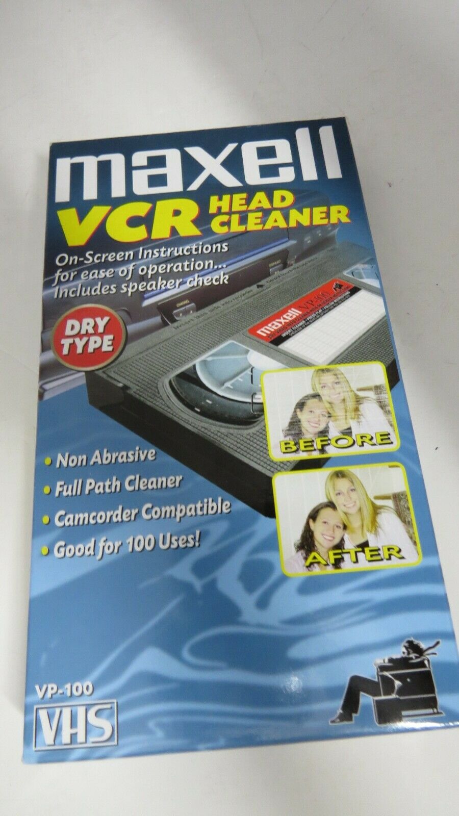 Maxell VCR Head Cleaner VHS Tape VP-100 Dry Type - New - Never USED